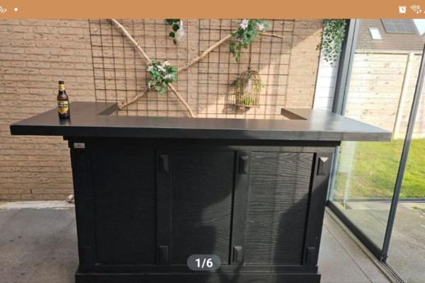 Demontabele Bar Zwart Hout 200cm